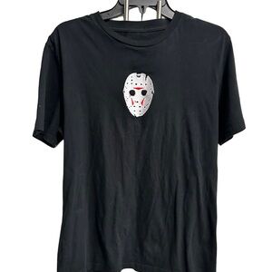 Men's Black T-Shirt with Mask Graphic